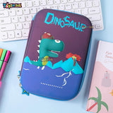 Toyshine Blue Mauve Dinosaur Hardtop Pencil Case with Compartments - Kids Large Capacity School Supply Organizer Students Stationery Box - Girls Boys Pen Pouch - B