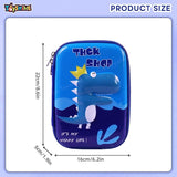 Toyshine Blue Mauve Dinosaur Hardtop Pencil Case with Compartments - Kids Large Capacity School Supply Organizer Students Stationery Box - Girls Boys Pen Pouch - B