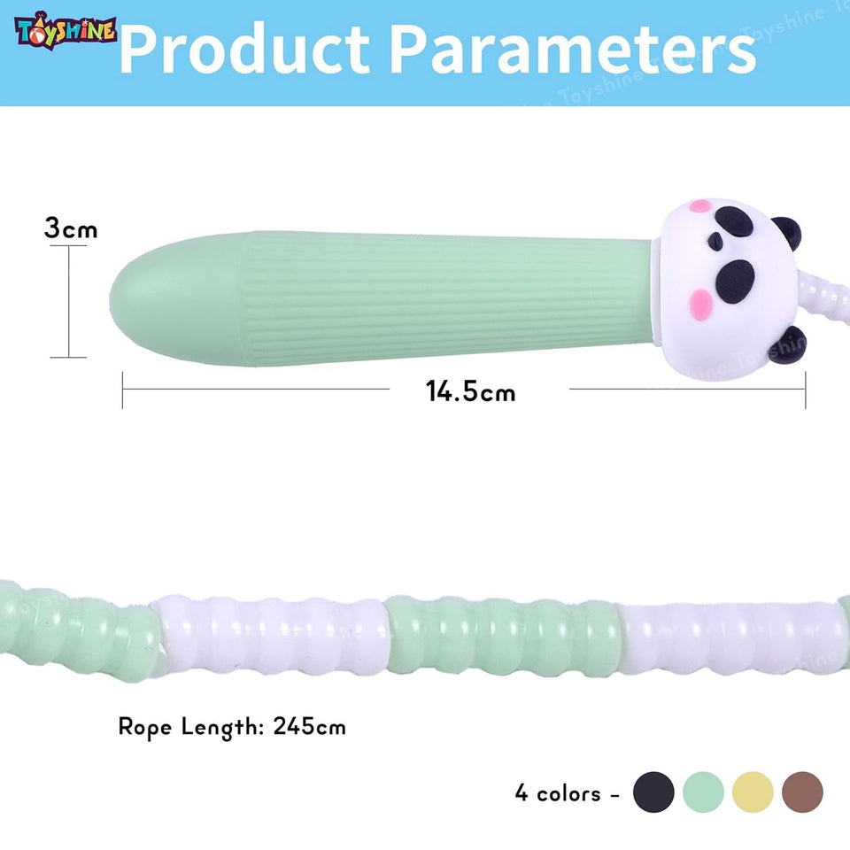 Toyshine Adjustable Length Tangle-Free Segment PVC Soft Beaded 2.6M Fitness Jump Rope for Outdoor Fun Activity Exercise kids Fitness - Green Panda