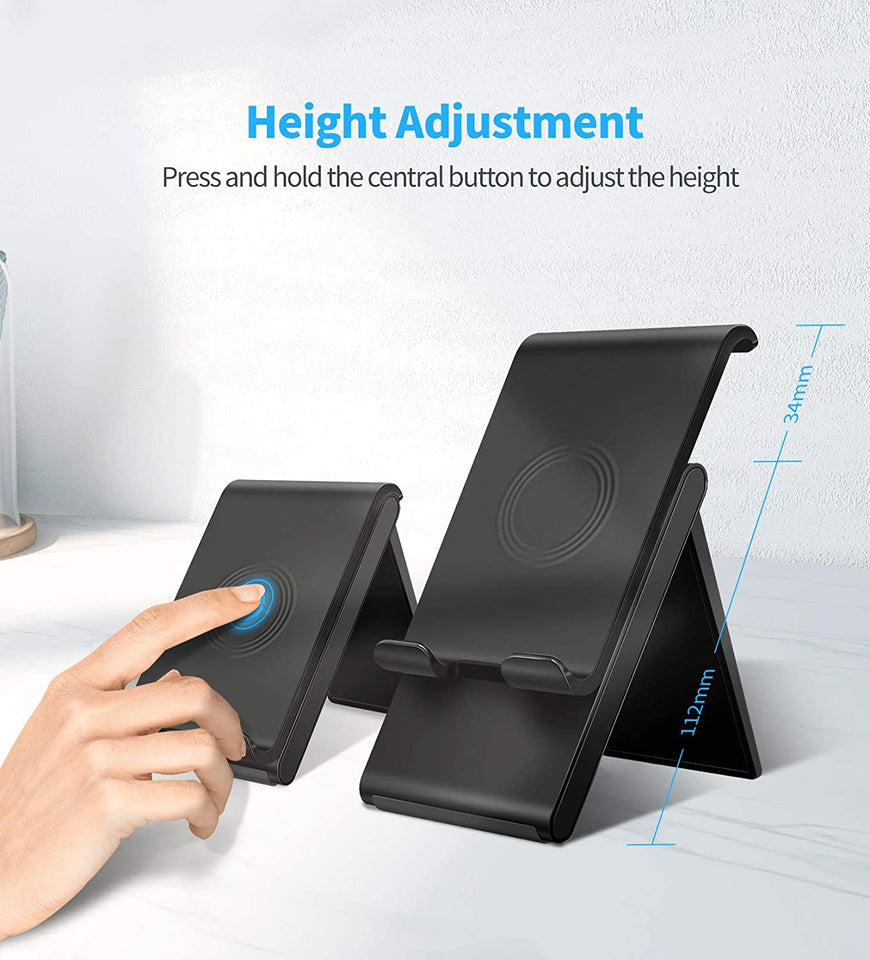 Spanker Mobile Cell Phone Stand Adjustable Foldable Portable Holder Cradle,Phone Dock for Desk Table,Compatible with Phone 11 Pro xs xr x se 8 All Android Smartphones- Black