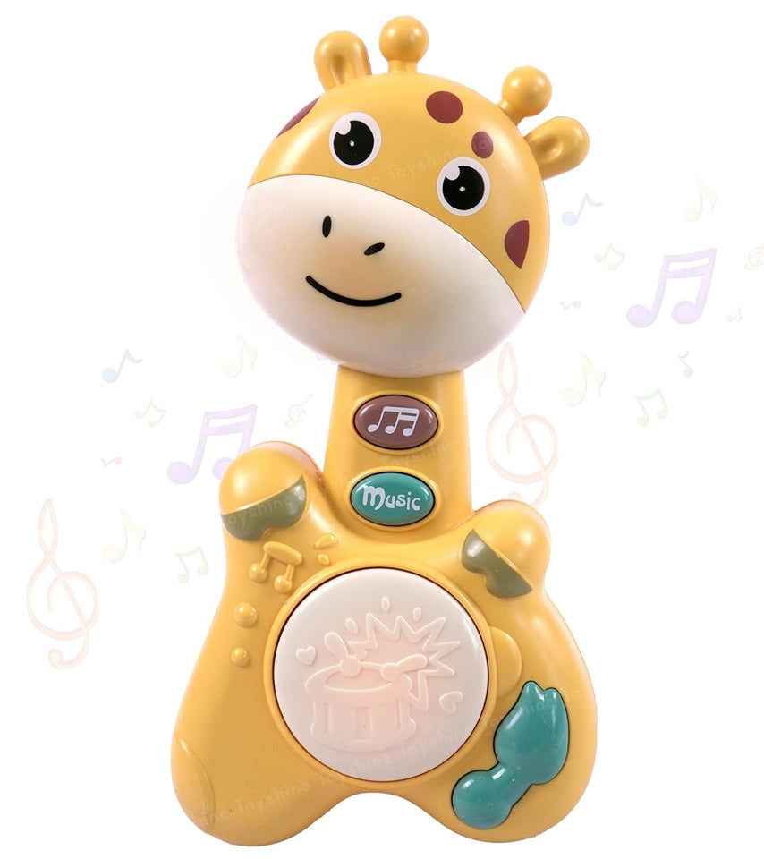 Toyshine Giraffe Shape Musical Handy Drum Educational & Sensory Toy for Kids Boys and Girls 3+ Birthday Gifts - Yellow