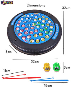 Toyshine Rotating Fish Catching Game Big with 45 Fishes and 4 Sticks and 4 Hooks,Family Backyard Colorful Toy Game for Kids and Toddlers Age 3 4 5 6 7 8 and Up