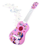 Toyshine 21" Unicorn Theme 4 String Guitar Easy-to-Hold Thin Frets Low String Musical Instrument Learning Educational Toy Gift for Toddlers Kids