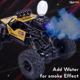 Toyshine 1:12 Scale 27Mhz Smoke Rock Crawler Monster RC Truck with Booster Spray Function All Terrain Stunt Racing Car Rechargeable Indoor Outdoor Toy Car - Golden