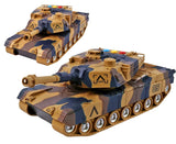 Toyshine 1:16 Scale Friction Powered Army Tank Vehicle with Lights and Sounds, Pretend War & Action Toy for Kids, Brown