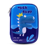 Toyshine Blue Mauve Dinosaur Hardtop Pencil Case with Compartments - Kids Large Capacity School Supply Organizer Students Stationery Box - Girls Boys Pen Pouch - B