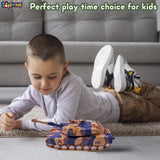 Toyshine 1:16 Scale Friction Powered Army Tank Vehicle with Lights and Sounds, Pretend War & Action Toy for Kids, Brown