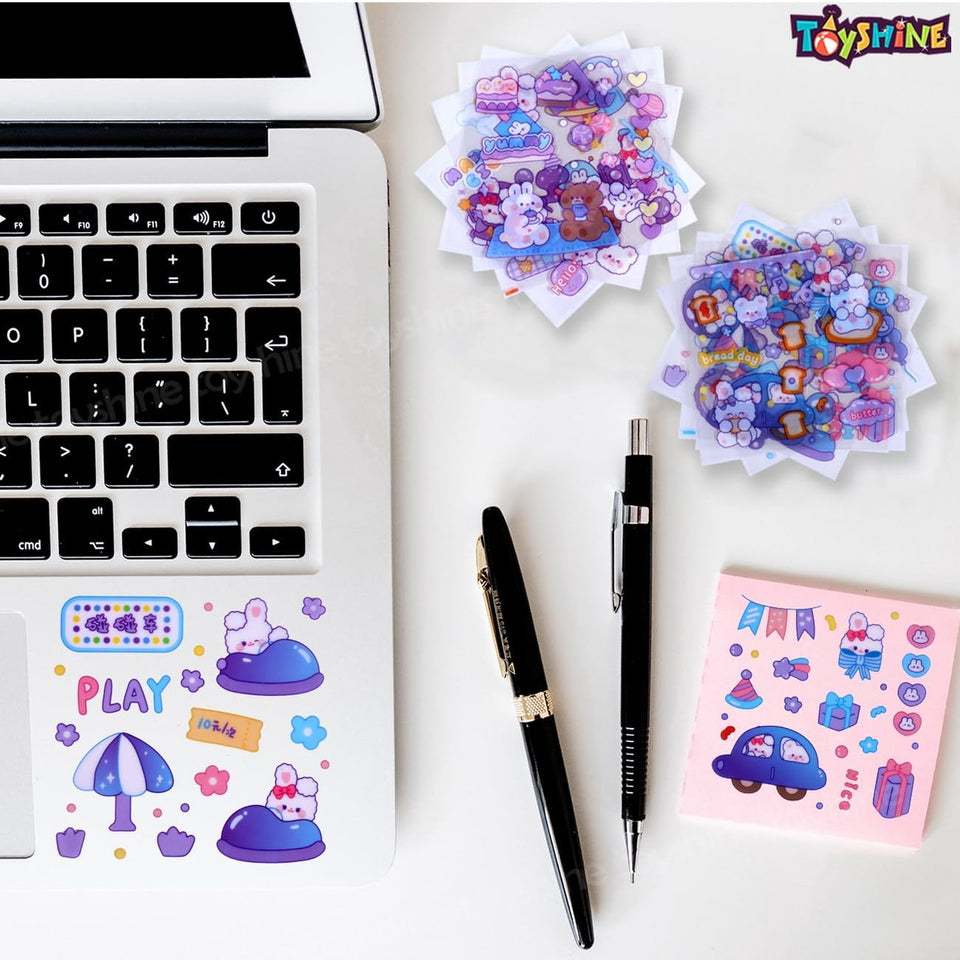 Toyshine 2000 Pcs Waterproof Vinyl Transparent Stickers, Washi Kawaii Fun Stickers for Water Bottle Laptop Scrapbook Journaling, 200 Sheets Stickers Boxed Gift Gifts for Kids Teens Girls Boys - C