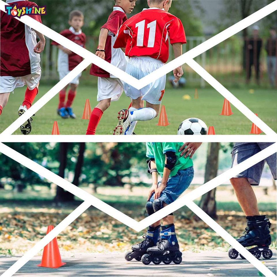 Toyshine Sports Combo - Fox Football, 3 pc (6 Inches) Stacking Cones, 6 Pc Space Markers (SSTP)