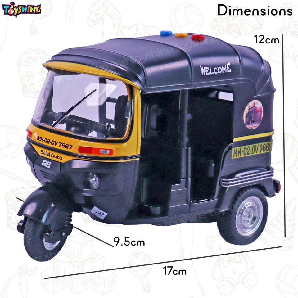 Toyshine Musical Mumbai Auto Rickshaw Toy with Lights, ABS Plastic | Baby toy for 2 3 4 5 6 year old baby toy Boys Girls