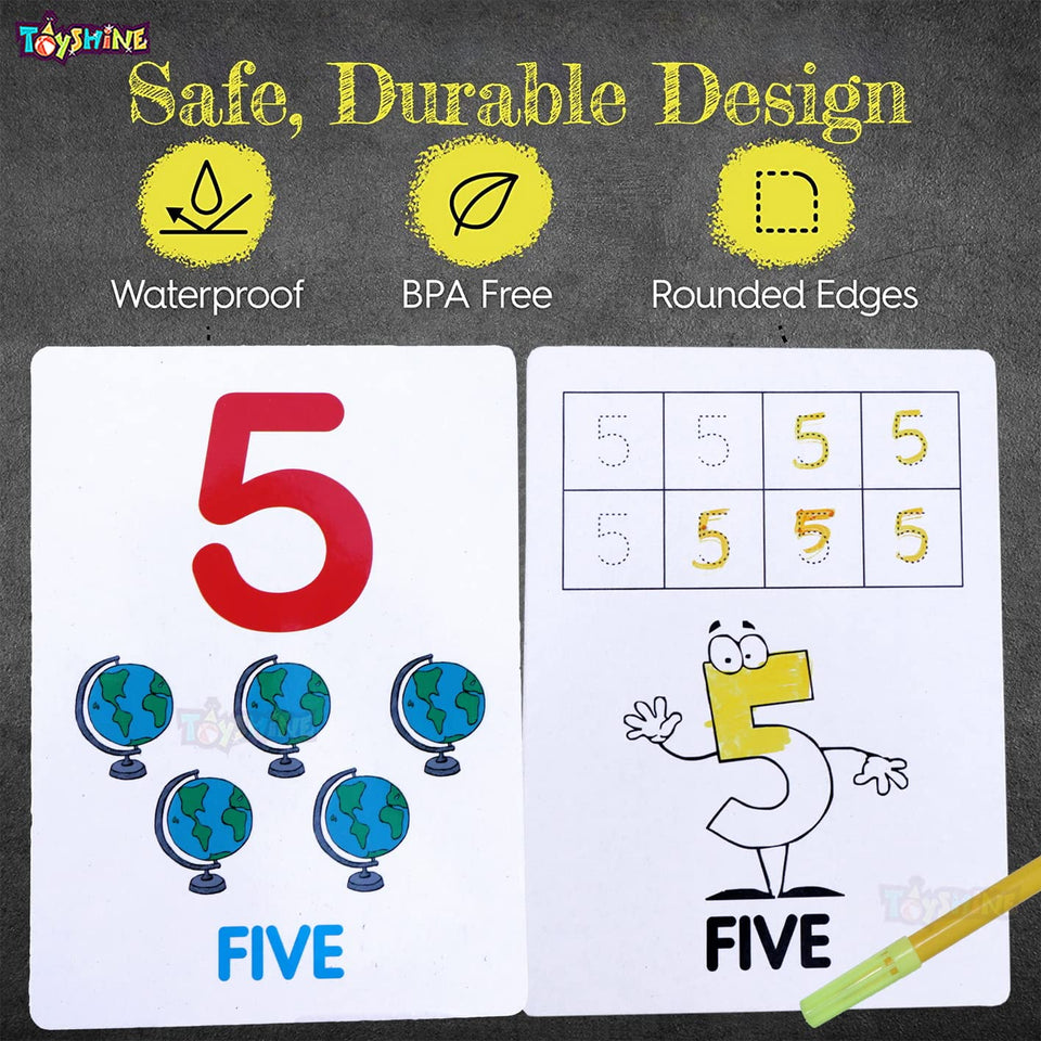 Toyshine Wipe and Clean Educational Flash Cards for Kids - Numbers Learning Game for Boys Girls 2 3 4 5 Year Old