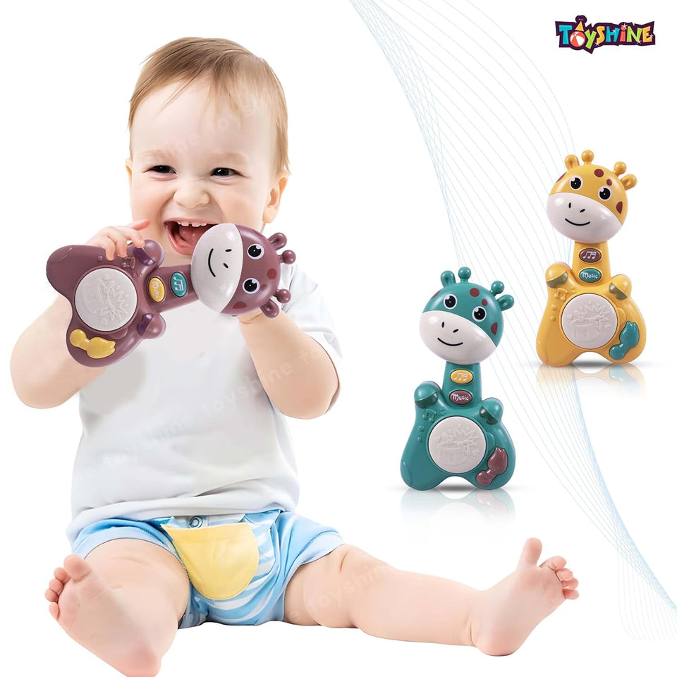 Toyshine Giraffe Shape Musical Handy Drum Educational & Sensory Toy for Kids Boys and Girls 3+ Birthday Gifts - Yellow
