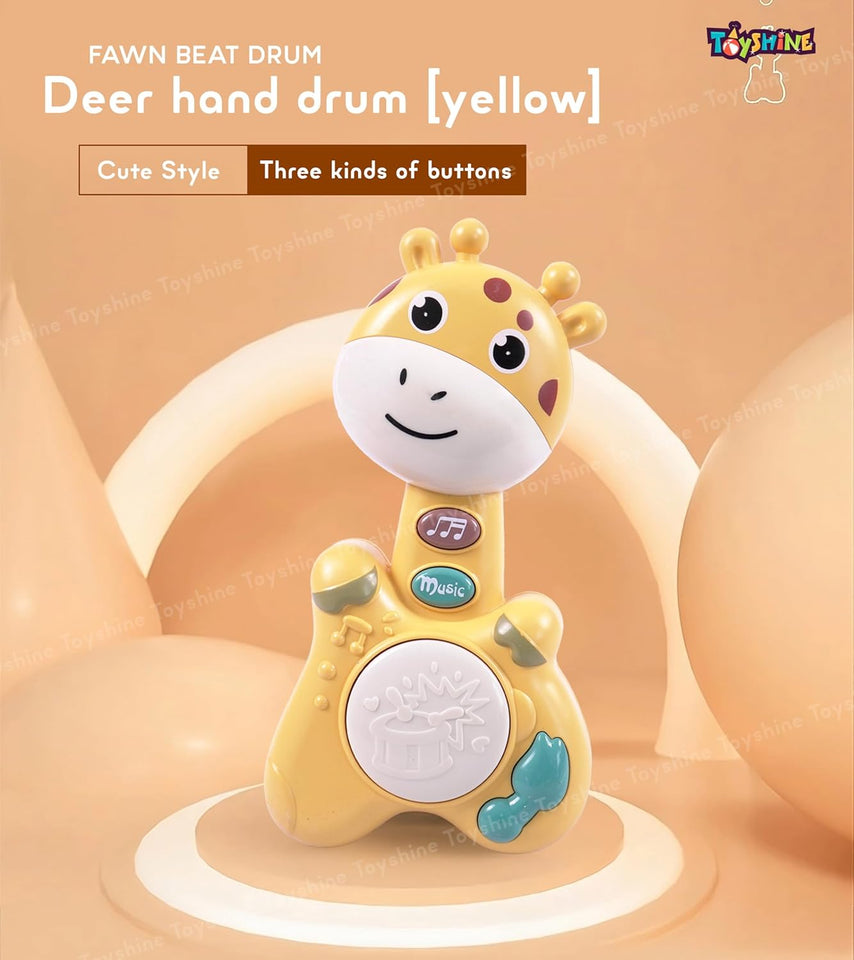 Toyshine Giraffe Shape Musical Handy Drum Educational & Sensory Toy for Kids Boys and Girls 3+ Birthday Gifts - Yellow