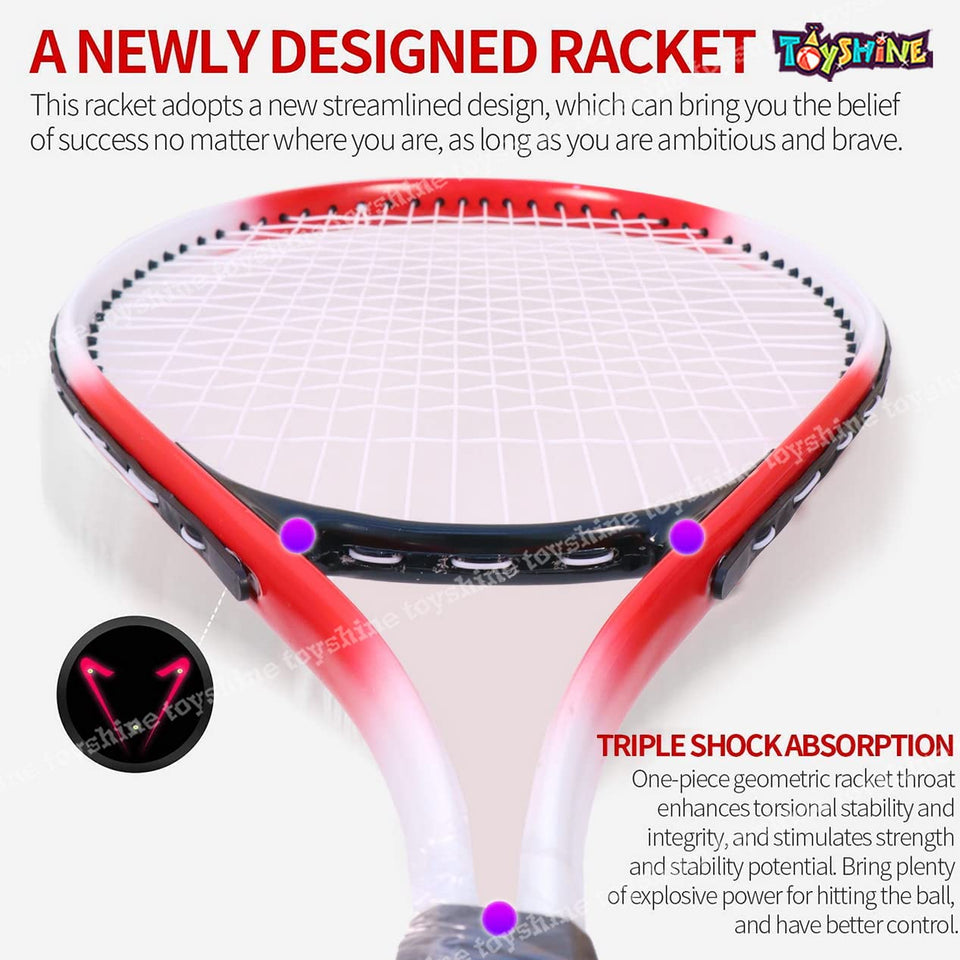 Toyshine Adult Tennis Racket, Super Light Weight Tennis Racquets Shock-Proof and Throw-Proof,Include Tennis Bag Tennis Overgrip- M4 Red