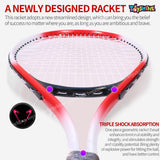 Toyshine Adult Tennis Racket, Super Light Weight Tennis Racquets Shock-Proof and Throw-Proof,Include Tennis Bag Tennis Overgrip- M4 Red