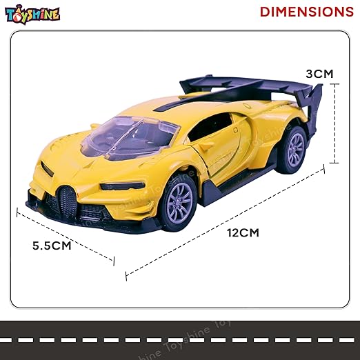 Toyshine 1:32 Scale Die Cast Racing Model Vehicle Toy Car with Pull Back Function Along with Opening Door Feature for Kids Boy Girl 3+, Yellow