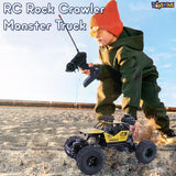 Toyshine 1:12 Scale 27Mhz Smoke Rock Crawler Monster RC Truck with Booster Spray Function All Terrain Stunt Racing Car Rechargeable Indoor Outdoor Toy Car - Golden