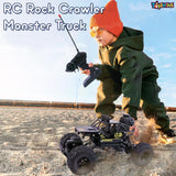 Toyshine 1:12 Scale 27Mhz Smoke Rock Crawler Monster RC Truck with Booster Spray Function All Terrain Stunt Racing Car Rechargeable Indoor Outdoor Toy Car - Black
