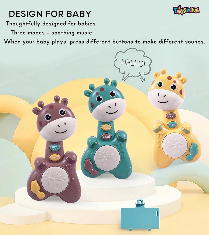 Toyshine Giraffe Shape Musical Handy Drum Educational & Sensory Toy for Kids Boys and Girls 3+ Birthday Gifts - Yellow