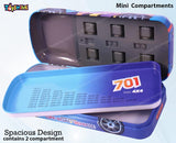 Toyshine Engine 701 Car Metal Pencil Box, Double Comparment for Kids - Light Blue