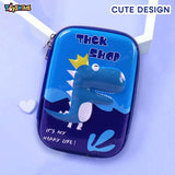 Toyshine Blue Mauve Dinosaur Hardtop Pencil Case with Compartments - Kids Large Capacity School Supply Organizer Students Stationery Box - Girls Boys Pen Pouch - B