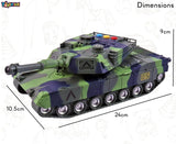 Toyshine 1:16 Scale Friction Powered Army Tank Vehicle with Lights and Sounds, Pretend War & Action Toy for Kids, Green