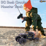 Toyshine 1:16 Scale 27Mhz Smoke Rock Crawler Monster RC Truck with Booster Spray Function All Terrain Stunt Racing Car Rechargeable Indoor Outdoor Toy Car - Black