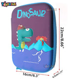 Toyshine Blue Mauve Dinosaur Hardtop Pencil Case with Compartments - Kids Large Capacity School Supply Organizer Students Stationery Box - Girls Boys Pen Pouch - B