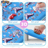 Toyshine Space Exloration Theme Hardtop Pencil Case with Compartments - Kids Large Capacity School Supply Organizer Students Stationery Box - Girls Boys Pen Pouch, Light Blue