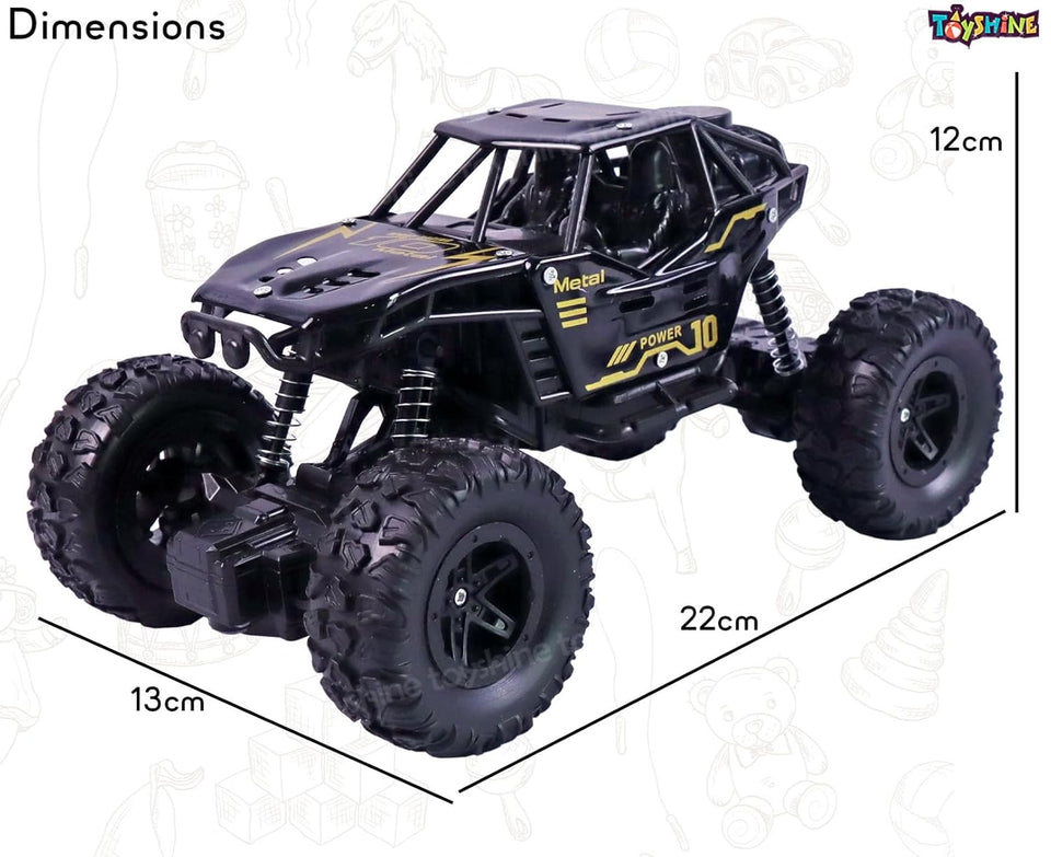Toyshine 1:16 Scale 27Mhz Smoke Rock Crawler Monster RC Truck with Booster Spray Function All Terrain Stunt Racing Car Rechargeable Indoor Outdoor Toy Car - Black