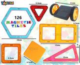 Toyshine 126 Pcs Plastic Magnetic Tiles with Container, Building Blocks Construction Set Educational Stacking Toys - Indian