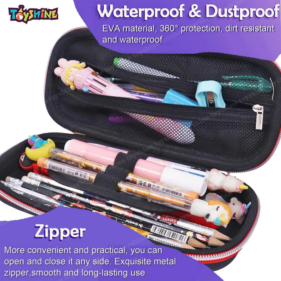 Toyshine Racing Car Design Hardtop Pencil Case Kids Large Capacity School Supply Organizer Students Stationery Box Girls Boys Pen Pouch - Blue