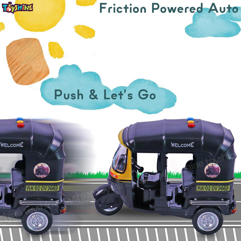 Toyshine Musical Mumbai Auto Rickshaw Toy with Lights, ABS Plastic | Baby toy for 2 3 4 5 6 year old baby toy Boys Girls