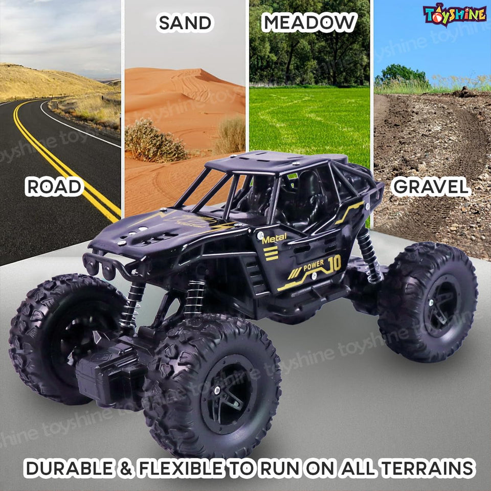 Toyshine 1:16 Scale 27Mhz Smoke Rock Crawler Monster RC Truck with Booster Spray Function All Terrain Stunt Racing Car Rechargeable Indoor Outdoor Toy Car - Black