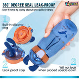 Toyshine Bunny Kids Water Bottle With Straw - Spill Proof Straw Valve, Pop Button, BPA Free Water Bottle for Kids School - Featuring Soft Silicone Handle Grip - Children's Drinkware - 550 ML - Blue