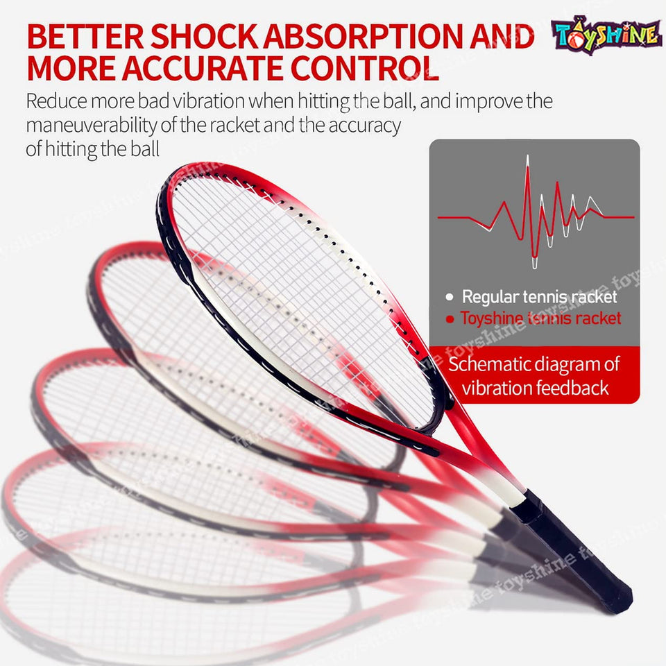 Toyshine Adult Tennis Racket, Super Light Weight Tennis Racquets Shock-Proof and Throw-Proof,Include Tennis Bag Tennis Overgrip- M4 Red