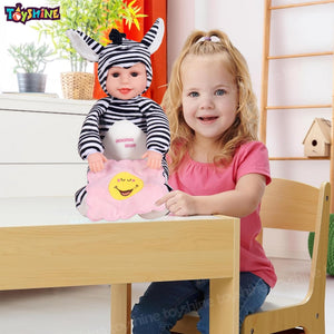 Toyshine Peek-A-Boo Laughing Plush Stuffed Cow Animal, 12 Inches, Zebra - Black