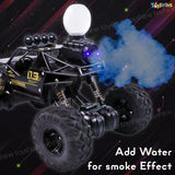 Toyshine 1:12 Scale 27Mhz Smoke Rock Crawler Monster RC Truck with Booster Spray Function All Terrain Stunt Racing Car Rechargeable Indoor Outdoor Toy Car - Black
