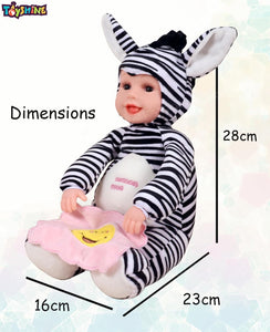 Toyshine Peek-A-Boo Laughing Plush Stuffed Cow Animal, 12 Inches, Zebra - Black