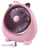 Toyshine Cool Cat Design Portable 3 Speeds Mode Rechargeable Strong Airflow Table Fan for Travel/Office/Desktop Kids Girls indoor Outdoor use - Pink