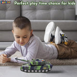Toyshine 1:16 Scale Friction Powered Army Tank Vehicle with Lights and Sounds, Pretend War & Action Toy for Kids, Green