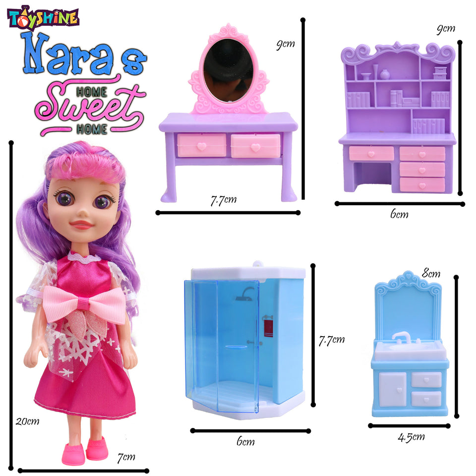 Toyshine Dollhouse Furniture Set 24 pcs Furnitures with 1 Doll, Dollhouse Accessories Pretend Play Furniture Toys for Boys Girls & Toddlers 3Y+