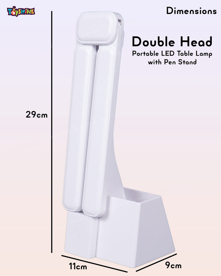 Toyshine Double Head Rechargeable Eye Caring 3 Mode Touch Control Foldable and Portable LED Table Lamp with Pen Stand for Kids Home Office