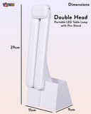 Toyshine Double Head Rechargeable Eye Caring 3 Mode Touch Control Foldable and Portable LED Table Lamp with Pen Stand for Kids Home Office