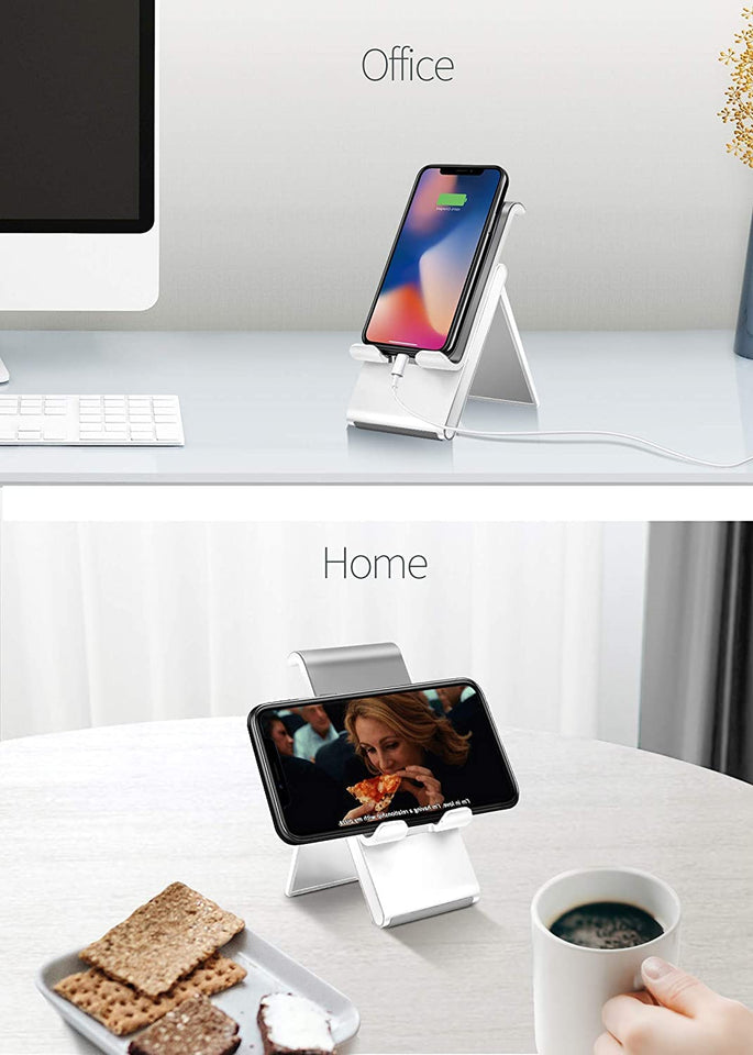 Spanker Mobile Cell Phone Stand Adjustable Foldable Portable Holder Cradle,Phone Dock for Desk Table,Compatible with Phone 11 Pro xs xr x se 8,All Android Smartphones- White