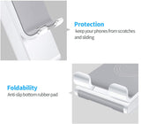 Spanker Mobile Cell Phone Stand Adjustable Foldable Portable Holder Cradle,Phone Dock for Desk Table,Compatible with Phone 11 Pro xs xr x se 8,All Android Smartphones- White