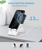 Spanker Mobile Cell Phone Stand Adjustable Foldable Portable Holder Cradle,Phone Dock for Desk Table,Compatible with Phone 11 Pro xs xr x se 8,All Android Smartphones- White