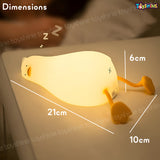 Toyshine Lying Duck Night Light Squishy Silicone 3 Level Dimmable LED Rechargeable Touch Lamp with timer function for Bedroom & Office