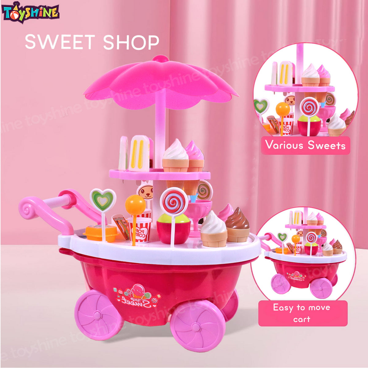 Toyshine Sweets Treats Ice Cream Cart Kitchen Play Cart Kids Toy for