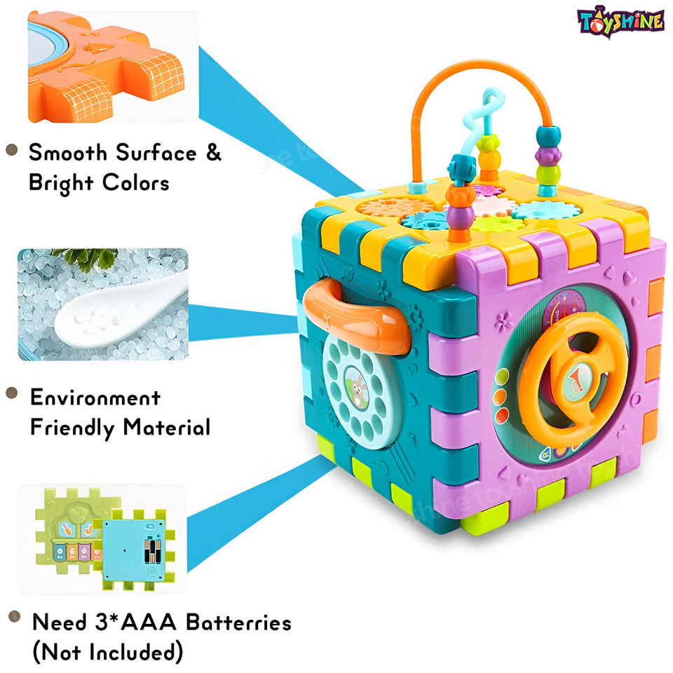 Toyshine 6 in 1 Educational Shape Sorter Baby Activity Cube Montessori Toy Gift for Babies 6-18 Months